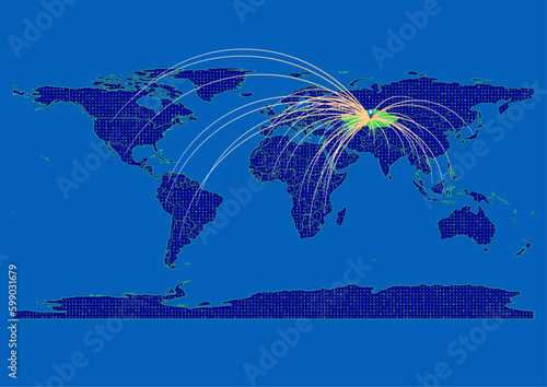 Vector Kazakhstan map, map of Kazakhstan for  emphasizing export, technology, trade and innovation. Enhance presentations and marketing materials. Ideal for businesses, entrepreneurs.