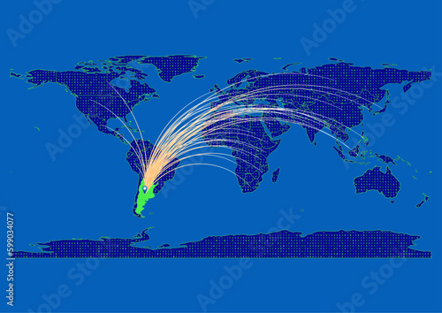 Vector Argentina map, map of Argentina for  emphasizing export, technology, trade and innovation. Enhance presentations and marketing materials. Ideal for businesses, entrepreneurs.