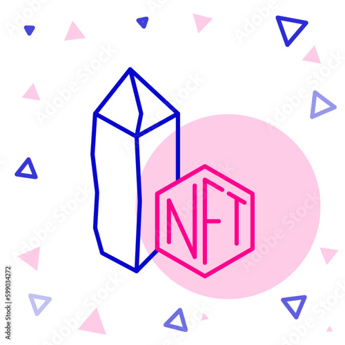 Line NFT Digital crypto art icon isolated on white background. Non fungible token. Colorful outline concept. Vector