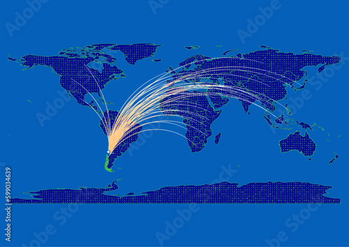 Vector Chile map, map of Chile for  emphasizing export, technology, trade and innovation. Enhance presentations and marketing materials. Ideal for businesses, entrepreneurs.