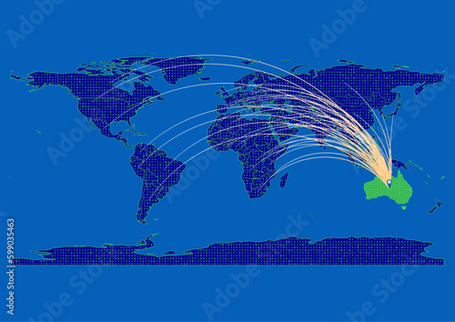 Vector Australia map, map of Australia for  emphasizing export, technology, trade and innovation. Enhance presentations and marketing materials. Ideal for businesses, entrepreneurs.
