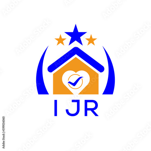 IJR House logo Letter logo and star icon. Blue vector image on white background. KJG house Monogram home logo picture design and best business icon. 
 photo