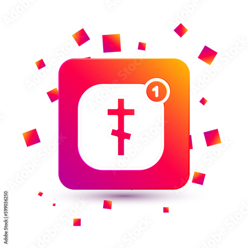 White Online church pastor preaching video streaming icon isolated on white background. Online church of Jesus Christ. Square color button. Vector