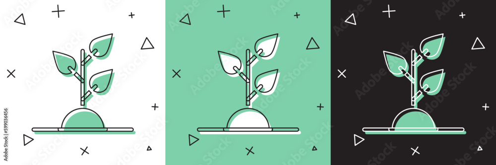 Set Volunteer team planting trees icon isolated on white and green, black background. Represents ecological protection, protecting plants and trees. Vector Set Volunteer team planting trees icon isolated on white and green, black background. Represents ecological protection, protecting plants and trees. Vector