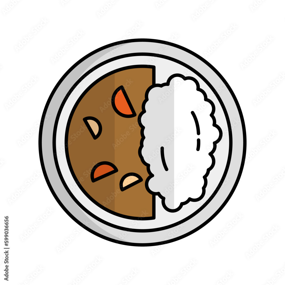 Flat design curry rice icon. Vector. Flat design curry rice icon. Vector.