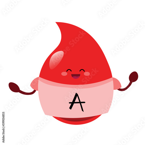 Cute drop of blood group A on white background