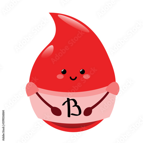 Cute drop of blood group B on white background