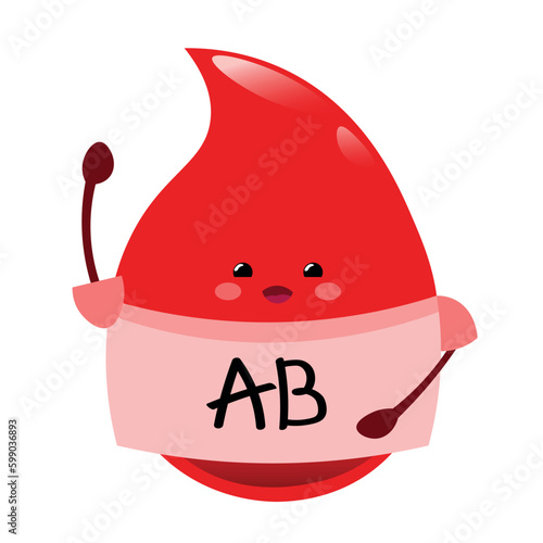 Cute drop of blood group AB on white background