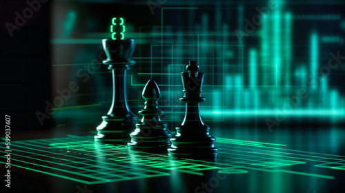 The Strategic Leadership Model with Chess Piece on Graph Background