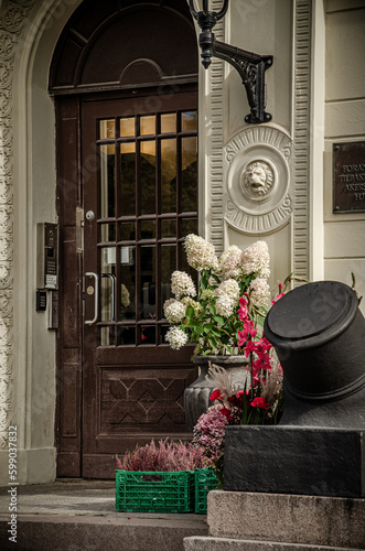 aesthetic door and flowers