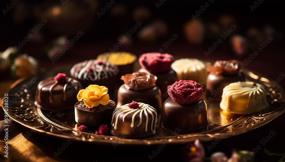 Gourmet chocolate truffles, a sweet indulgence generated by AI