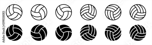 Volleyball icon set in line style. Volley ball simple black style symbol sign for sports apps and website, vector illustration.