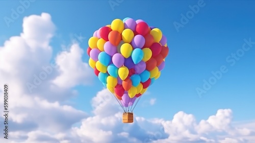 Colorful rainbow air balloons. Illustration AI Generative