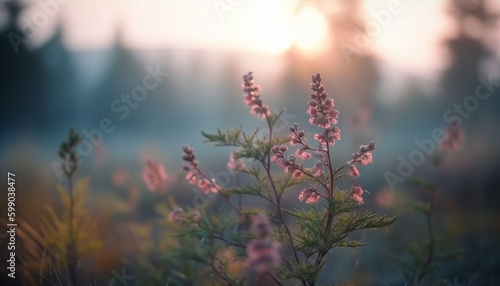 Sunset meadow blooms with vibrant wildflowers' beauty generated by AI
