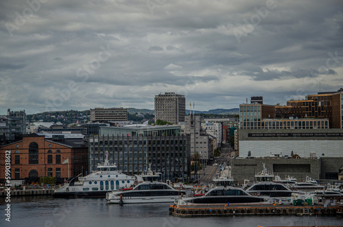 city view with boats