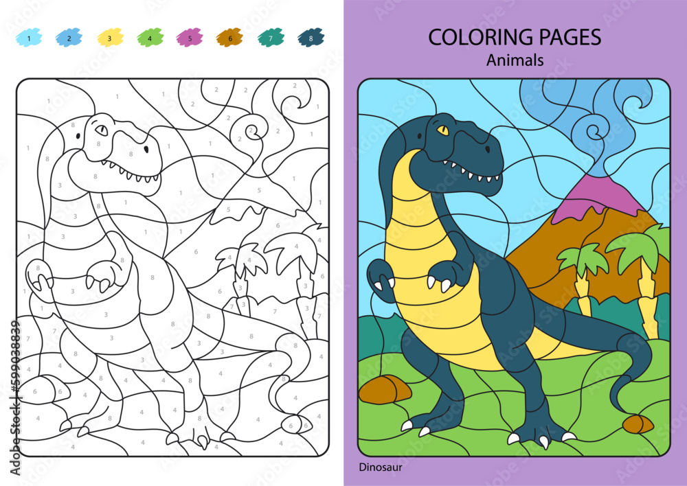 Coloring book for children: dinosaurs in the park. Vector illustration Generative AI