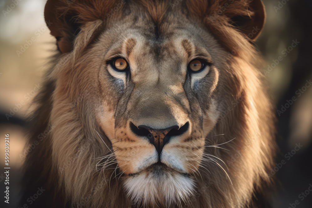 lion looking at the camera, beautiful background, savannah background, ai generated. lion looking at the camera, beautiful background, savannah background, ai generated.