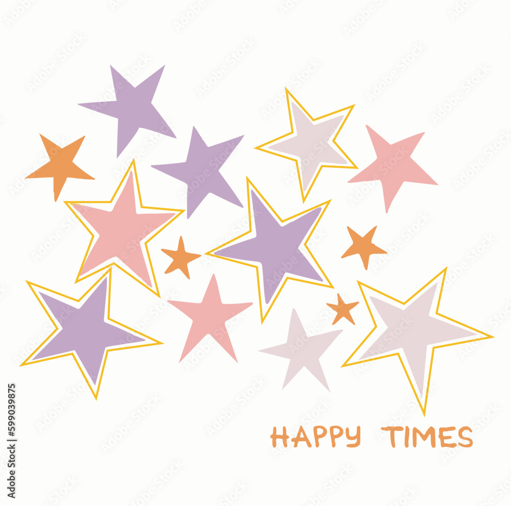 Obraz premium abstract colorful star, vector design for t-shirt, star illustration with slogan
