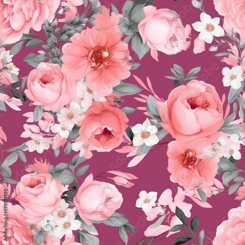 pink floral mosaic seamless backgrounds