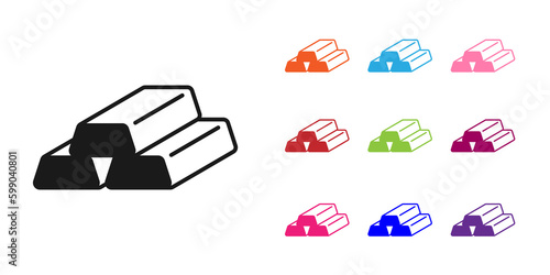 Black Gold bars icon isolated on white background. Banking business concept. Set icons colorful. Vector