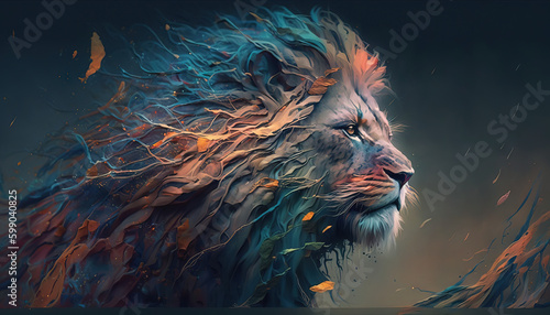 Lion animal abstract wallpaper. Soft background panthera in Pastel colors generative ai © Roman