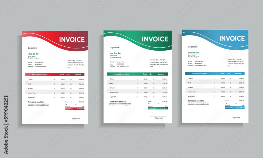 Invoice minimal design template. Bill form business invoice accounting Invoice minimal design template. Bill form business invoice accounting