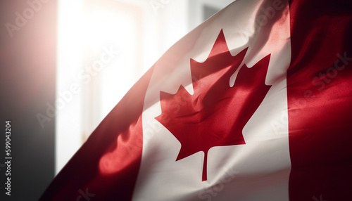 Waving Canadian flag symbolizes pride and patriotism generated by AI