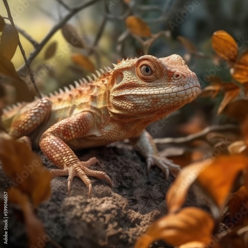 Lizard in natural habitat  generative AI 