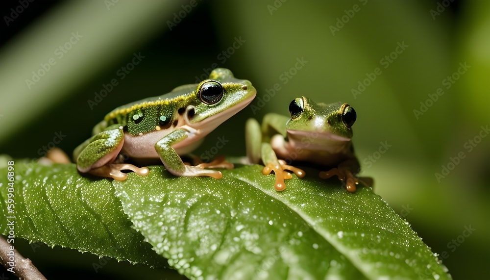 Naklejka premium frog on leaf