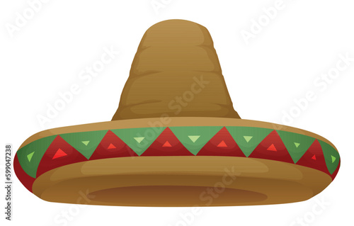 Charro hat with Mexican colors on the trim in gradient effect, Vector illustration