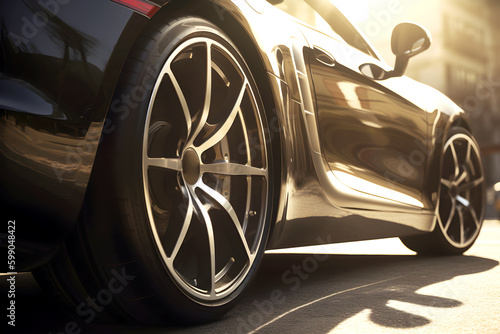 Wallpaper Mural Close up on a generic and unbranded sport car in a city, ai generative illustration Torontodigital.ca