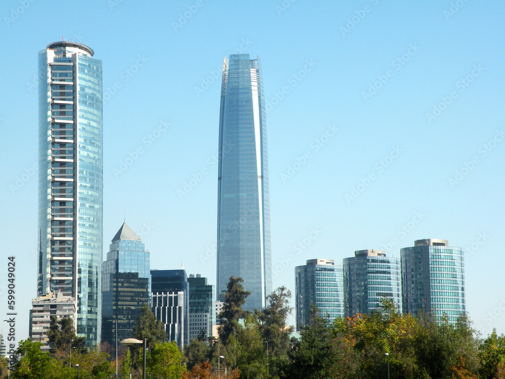 Bicentennial Park and business buildings, Santiago, Chile Bicentennial Park and business buildings, Santiago, Chile