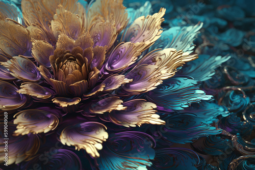 Abstract flower 3d illustration. Generative ai