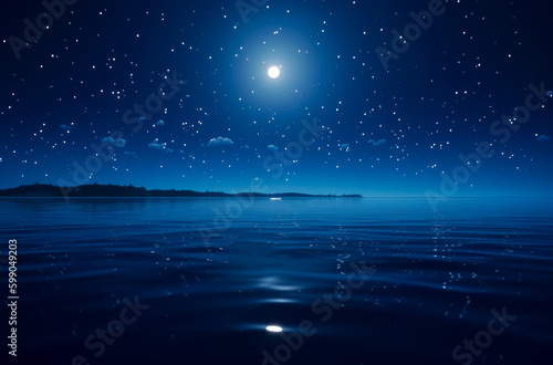 The stars are shown in the blue sky at night  in the style of photo-realistic landscapes  a simple  soft atmospheric perspective. Generative Ai. 