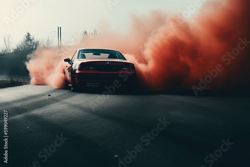 A race car driver executing a perfect drift around a hairpin turn on a track © Dejan