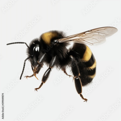 a stunning bumblebee is flying, isolated on transparent background, macro, incredible pollinator (generative AI) © Ash