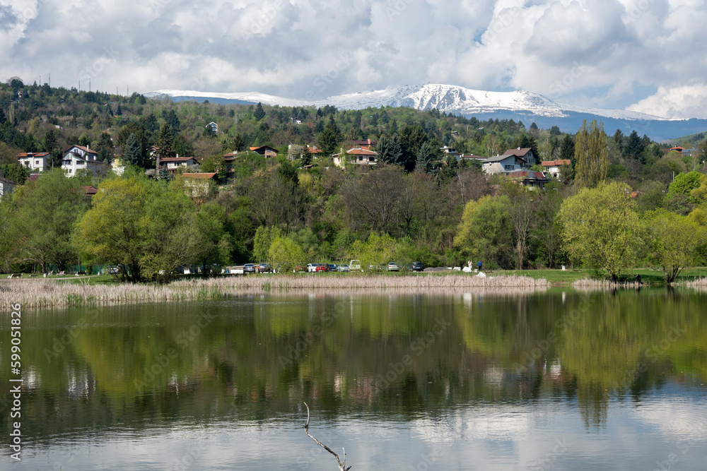 Fototapeta premium Spring Landscape of Pancharevo lake, Bulgaria