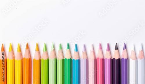 Colored Pencils on White Background. Generative AI.