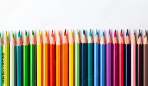 Colored Pencils on White Background. Generative AI.