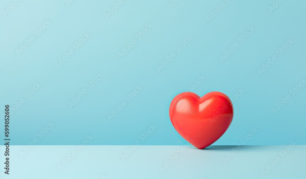 Red Heart on Blue Background. Generative AI. Red Heart on Blue Background. Generative AI.
