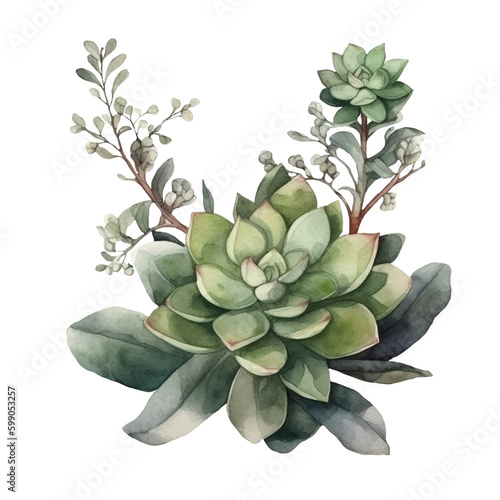Realistic vector illustration of succulent plants (Echeveria), side view. Vector botanical banner with Cacti flowers. For printing postcards, logos, icons