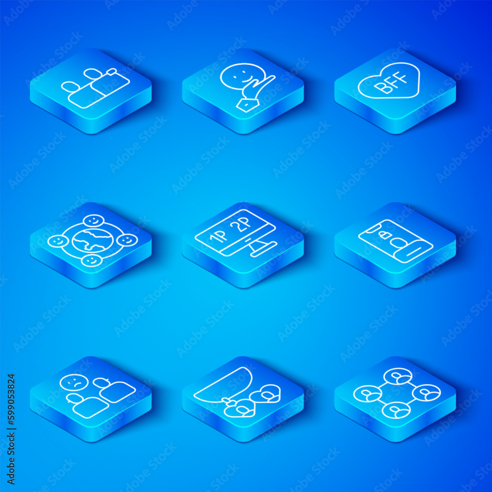 Set line Complicated relationship, Computer monitor screen, Necklace with heart shaped, Incoming call mobile, BFF best friends forever, International community, and icon. Vector Set line Complicated relationship, Computer monitor screen, Necklace with heart shaped, Incoming call mobile, BFF best friends forever, International community, and icon. Vector