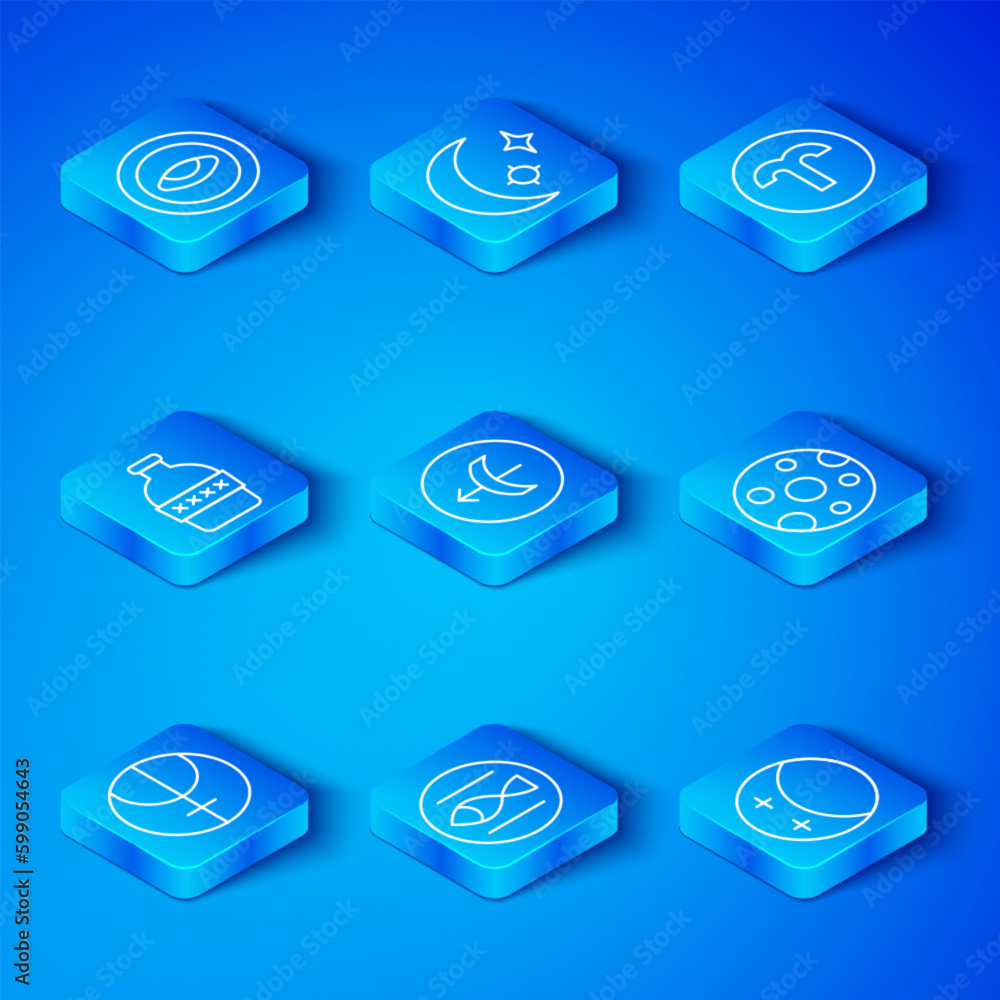 Set line Neptune planet, Sagittarius zodiac, Pisces, Full moon, Aries, Bottle of water, Medallion with eye and Eclipse the sun icon. Vector Set line Neptune planet, Sagittarius zodiac, Pisces, Full moon, Aries, Bottle of water, Medallion with eye and Eclipse the sun icon. Vector