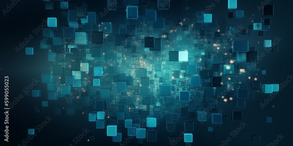 Squares Galore: A Blue Background Teeming with Squares, Generative AI Squares Galore: A Blue Background Teeming with Squares, Generative AI