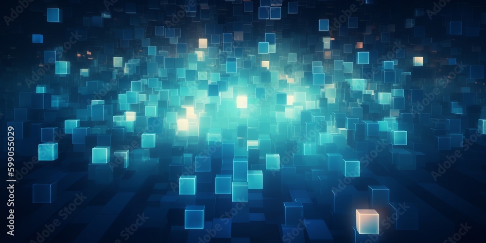 Squares Galore: A Blue Background Teeming with Squares, Generative AI Squares Galore: A Blue Background Teeming with Squares, Generative AI