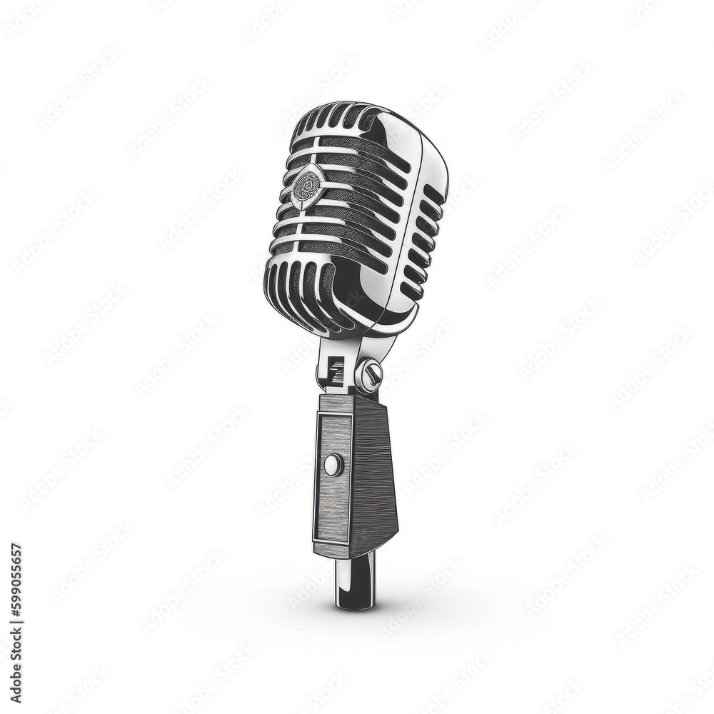 Retro microphone isolated. Illustration AI Generative Retro microphone isolated. Illustration AI Generative