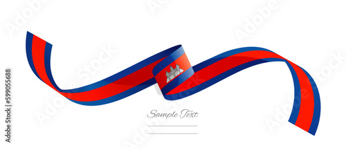 Cambodian flag ribbon vector illustration. Cambodia flag ribbon on abstract isolated on white color background photo