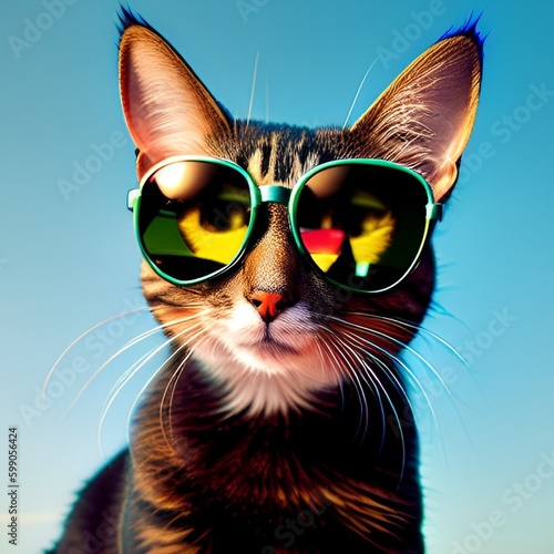 Cat with sunglasses © ArtyArt