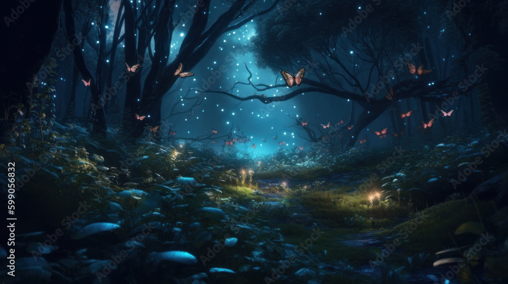 Dream magic forest. Illustration AI Generative. Dream magic forest. Illustration AI Generative.