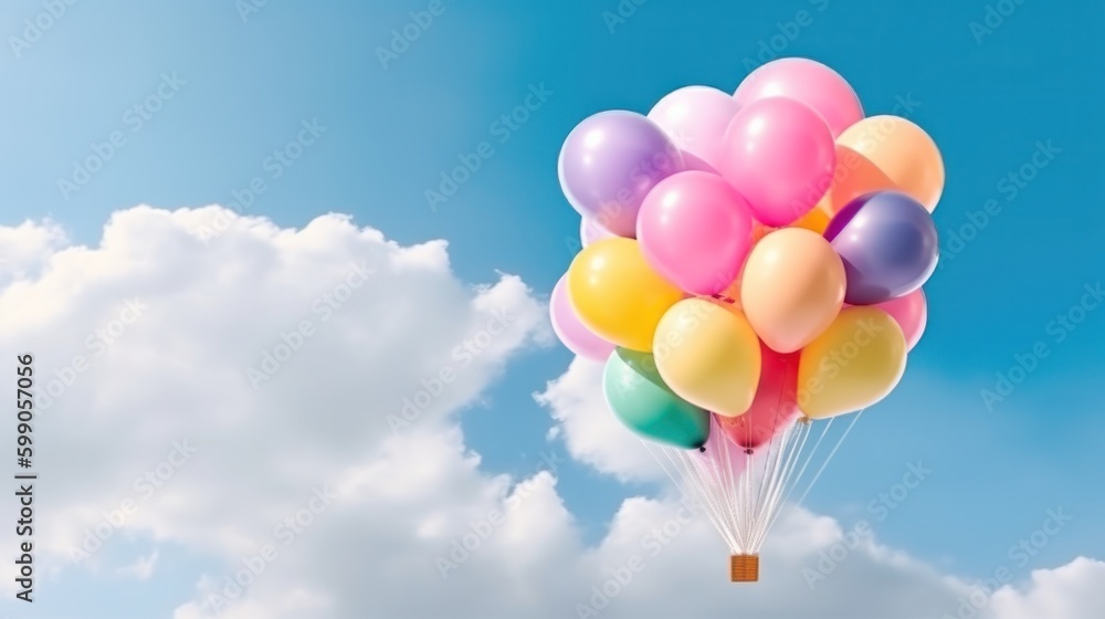 Colorful rainbow air balloons. Illustration AI Generative Colorful rainbow air balloons. Illustration AI Generative